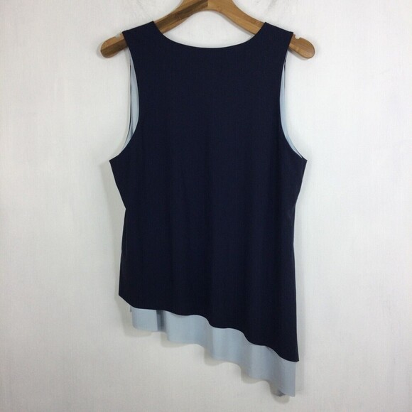 Universal Standard The Game V-Neck Sleeveless Asymmetrical Hem Top Navy Small - Picture 3 of 5